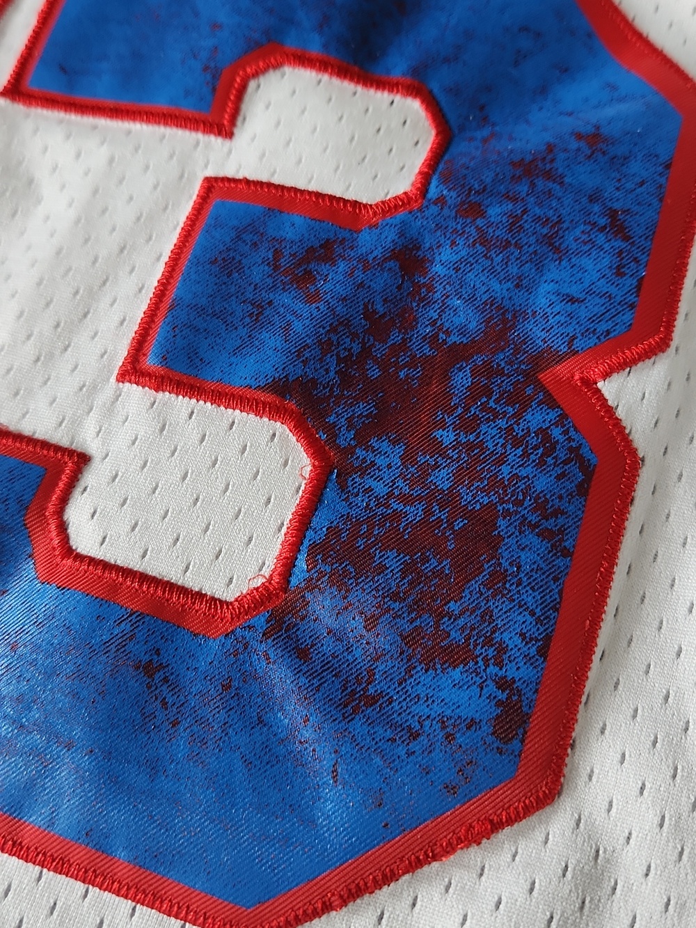 Champion White Tune Squad Basketball Jersey with Red & Blue Accents & JORDAN 23 - Picture 9 of 14